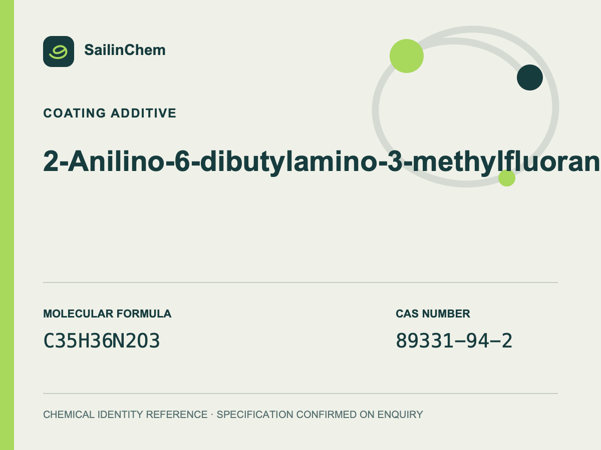 2-Anilino-6-dibutylamino-3-methylfluoran (CAS 89331-94-2) chemical identity reference