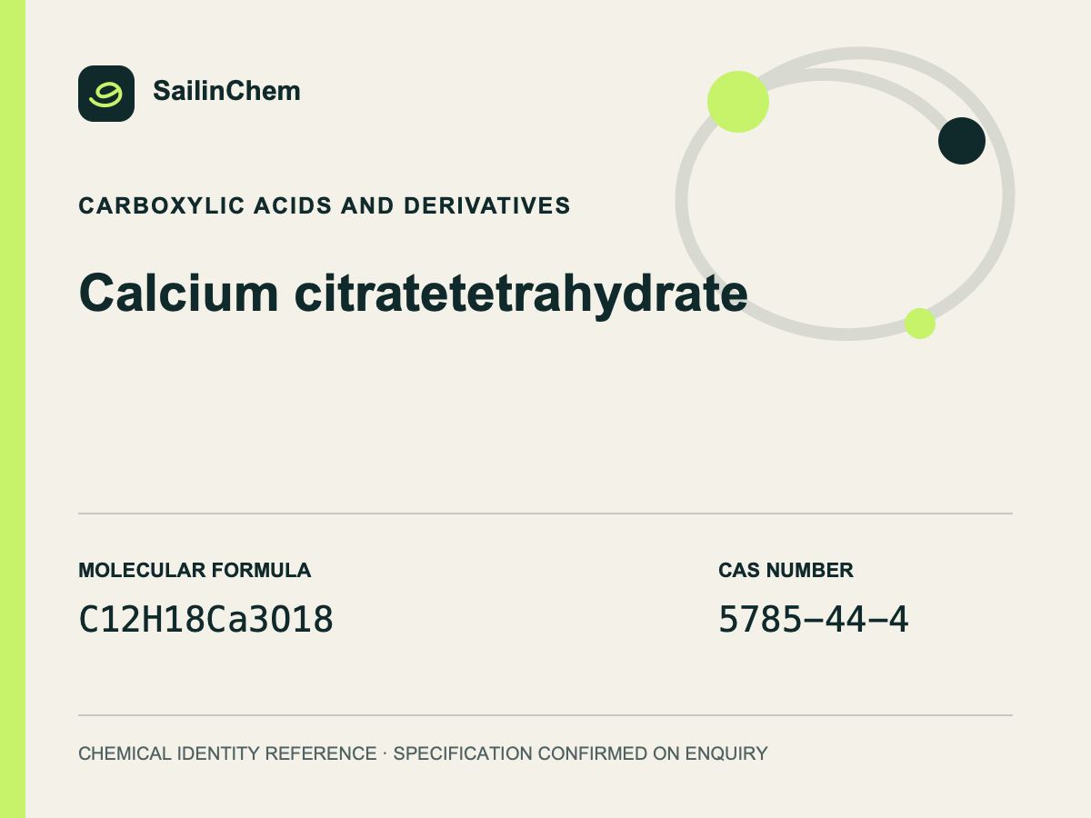 Calcium citrate tetrahydrate (CAS 5785-44-4) chemical identity reference
