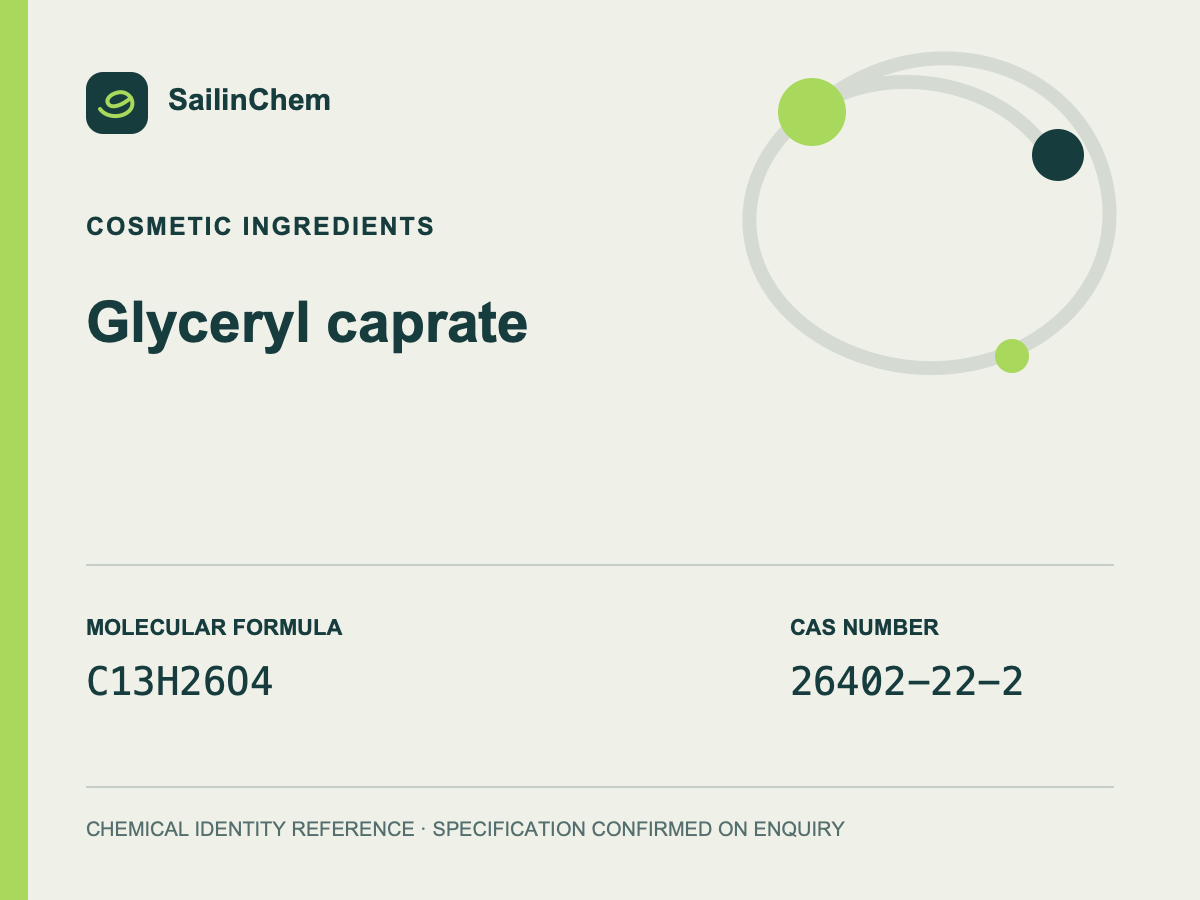Glyceryl caprate (CAS 26402-22-2) chemical identity reference